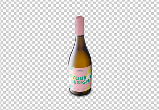 Mockup of wine bottle with customizable color background, screw or cork top and label