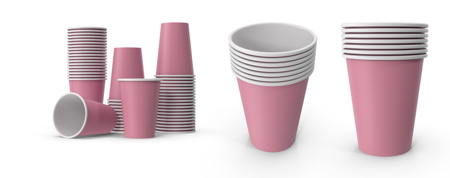 stack of plastic cups on transparent background