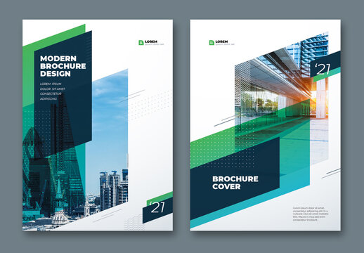 Business Report Cover Layout Set with flat Elements