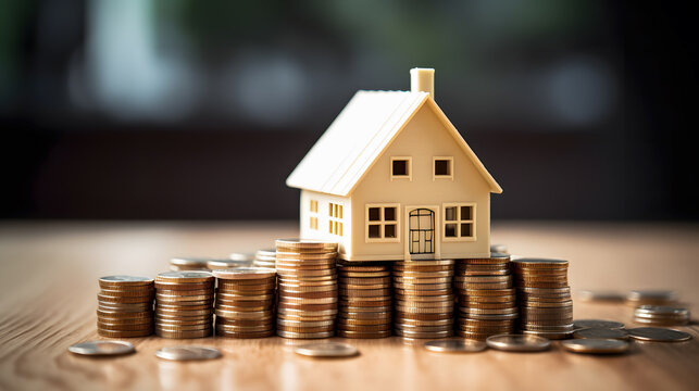 Des économies dans le cadre d’un prêt immobilier. Concept d'une maison avec de l'argent autour.