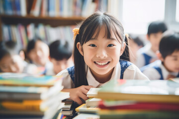Japanese Elementary student in remote rural areas, study with limited facilities