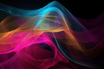 Abstract background of bright wavy lines. Generative AI
