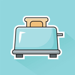 Illustration Vector of Light Blue Toaster in Flat Design
