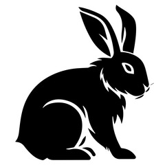Silhouettes of easter bunny isolated on a white background