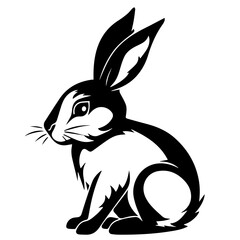 Silhouettes of easter bunny isolated on a white background