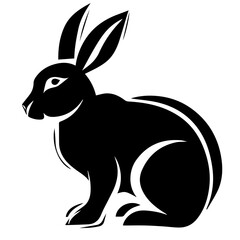 Silhouettes of easter bunny isolated on a white background