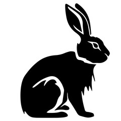 Silhouettes of easter bunny isolated on a white background