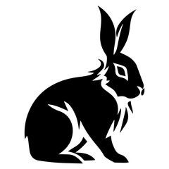 Silhouettes of easter bunny isolated on a white background