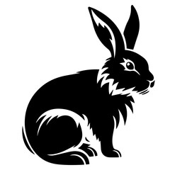 Silhouettes of easter bunny isolated on a white background