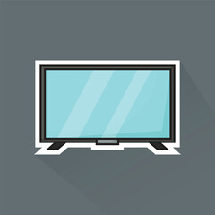 Illustration Vector of Gray Television in Flat Design