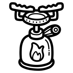 burner camping line icon style