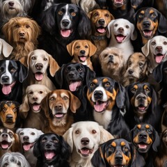 cute dogs seamless pattern, generative ai