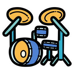 drum set filled outline icon style