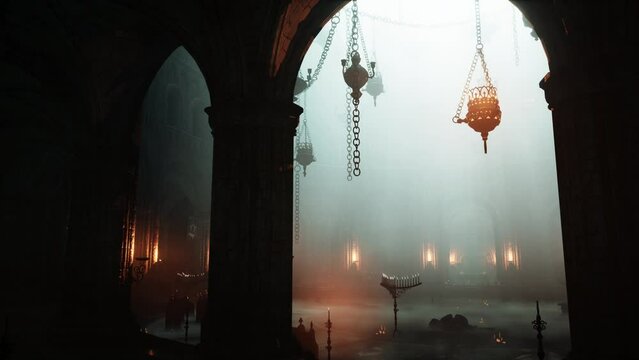 Enigmatic ambiance candle-lit gothic sanctuary