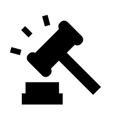 金融、決済、ハンマーを表す塗りつぶしスタイルのアイコン