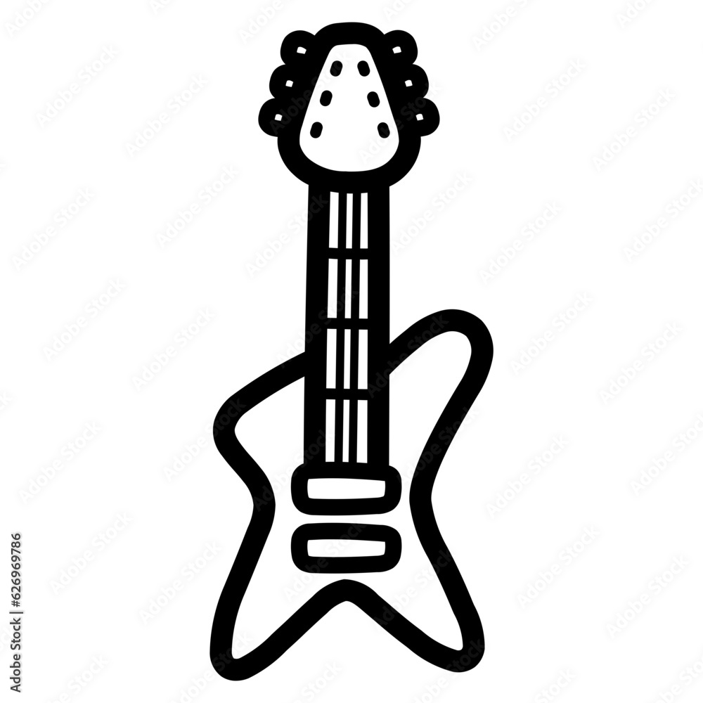 Wall mural electric guitar line icon style