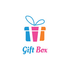 Gift Box Logo Template Isolated on White Background