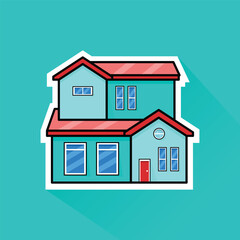 Illustration Vector of Green Suburban House 2 in Flat Design