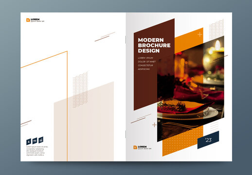 Business Report Cover Layout with Orange flat Elements