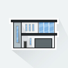 Illustration Vector of White Modern House 2 in Flat Design