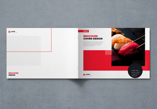 Landscape Business Brochure Report Cover with Red flat Elements