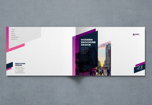 Landscape Business Brochure Cover Layout with flat Elements