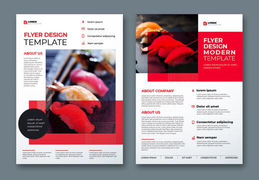 Colorful Business Flyer Layout with Flat Red Elements        
