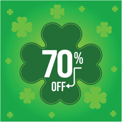 70 percent promotion, luck, clover, green
