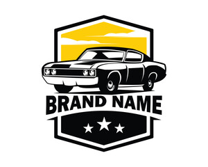 Obraz premium ford torino cobra car vector design silhouette. isolated white background view from side. Best for logos, badges, emblems, icons