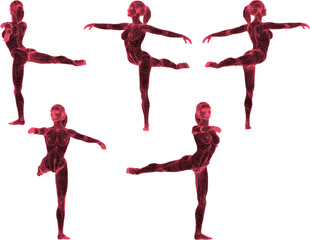 Vector sketch of a professional ballet dancer gymnast athlete performing at a competition