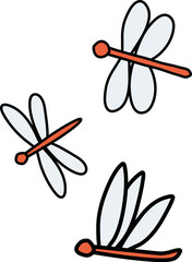 シンプルにデフォルメした赤とんぼのイラストセット