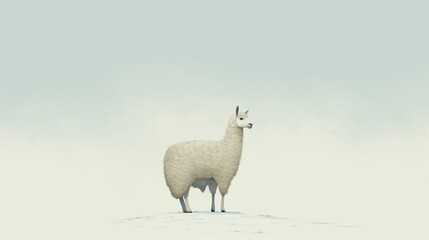Fototapeta premium llama on minimal background illustration.