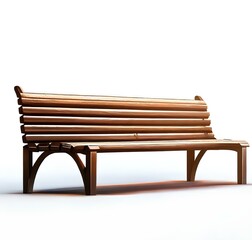 wooden park bench, on white background, with empty space around it Generative AI