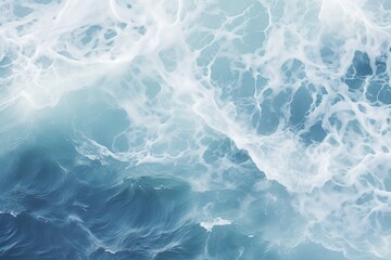 Fototapeta premium Cool Deep Ocean Waves, White Foam. Clean Water