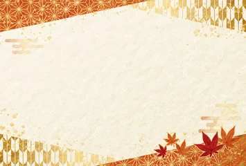 Foto op Plexiglas 秋・敬老の日やお歳暮の紅葉の和柄　和紙の背景 © Lily