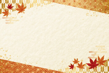 秋・敬老の日やお歳暮の紅葉の和柄　和紙の背景