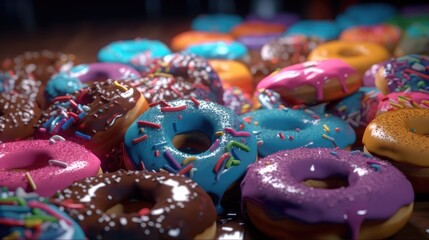 Fototapeta na wymiar Delicious colorful donut set. Created with Generative AI.