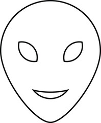 Face of extraterrestrial alien simple monochrome lineart icon vector illustration. Portrait oval head of cosmos creature logo for web application isolated on white. Sign of creepy galaxy monster