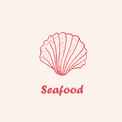 Seafood, scallop, shell , shellfish,  logo, doodle, line art ,seafood illustration, marine, ocean 