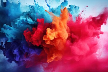 Fototapeta premium Colorful Ink Explosion creating a stunning View. Lot of Colorful Smoke Flying Away.