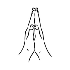 hands folded in a prayer to god hands in prayer, vector