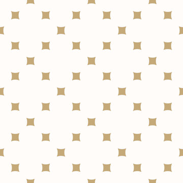 Golden vector seamless pattern with small square shapes in regular grid. Abstract gold and white minimalist geometric texture. Simple minimal repeat background. Subtle luxury design for decor, print