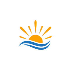 Ocean wave logo with sunlight