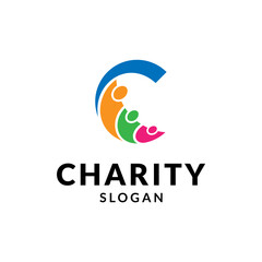 Obraz premium Abstract letter C with family design for charity logo