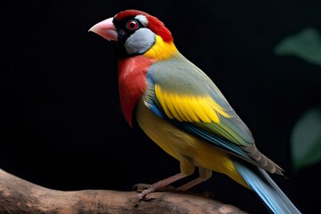 Obraz premium Color red bird perched on a tree.Generative AI