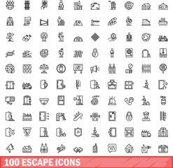 100 escape icons set. Outline illustration of 100 escape icons vector set isolated on white background