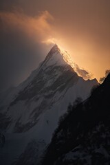 Obraz premium Beautiful colorful sunset over the mountain, generative artificial intelligence