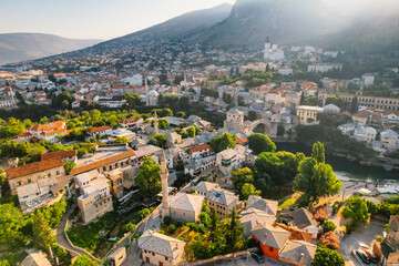 Historical Mostar Bridge known also as Stari Most or Old Bridge in Mostar, Bosnia and Herzegovina