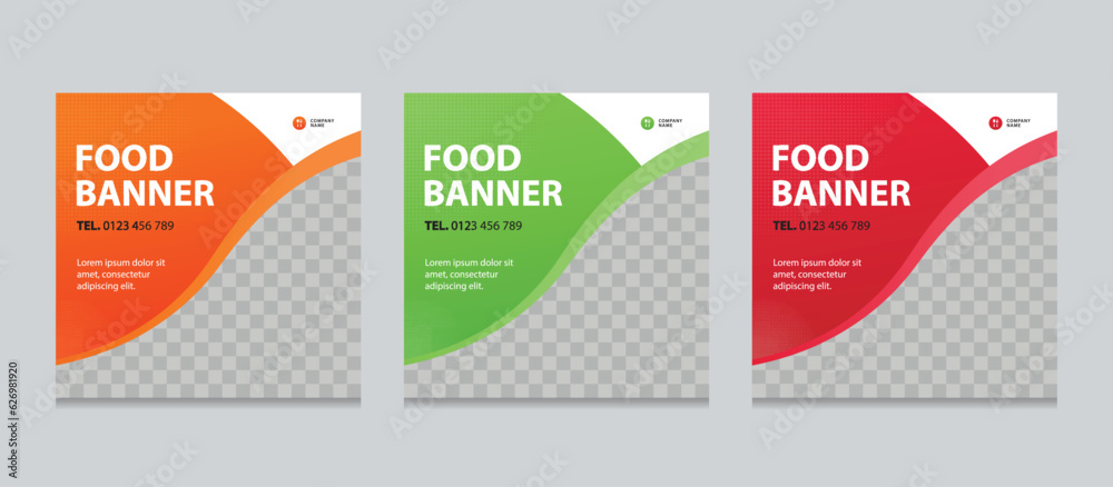 Canvas Prints set of editable square business web banner design template. background gradients color. food sale di