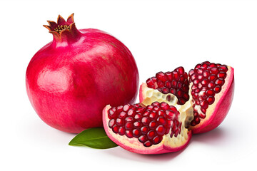 Fresh pomegranate isolated on white background.Generative Ai.